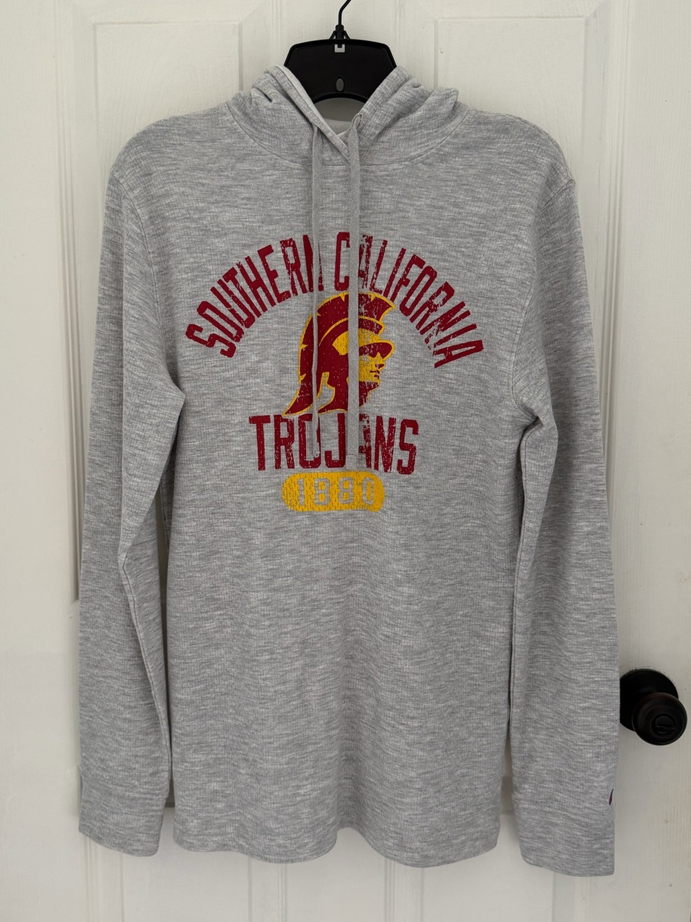 Champion Gray USC Trojans Hoodie with Maroon Cardinal & Gold Logo Size Small